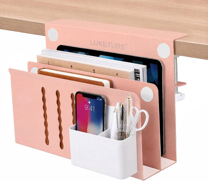 Desk Side Storage Laptop Holder No Drill Clamp On Organizer