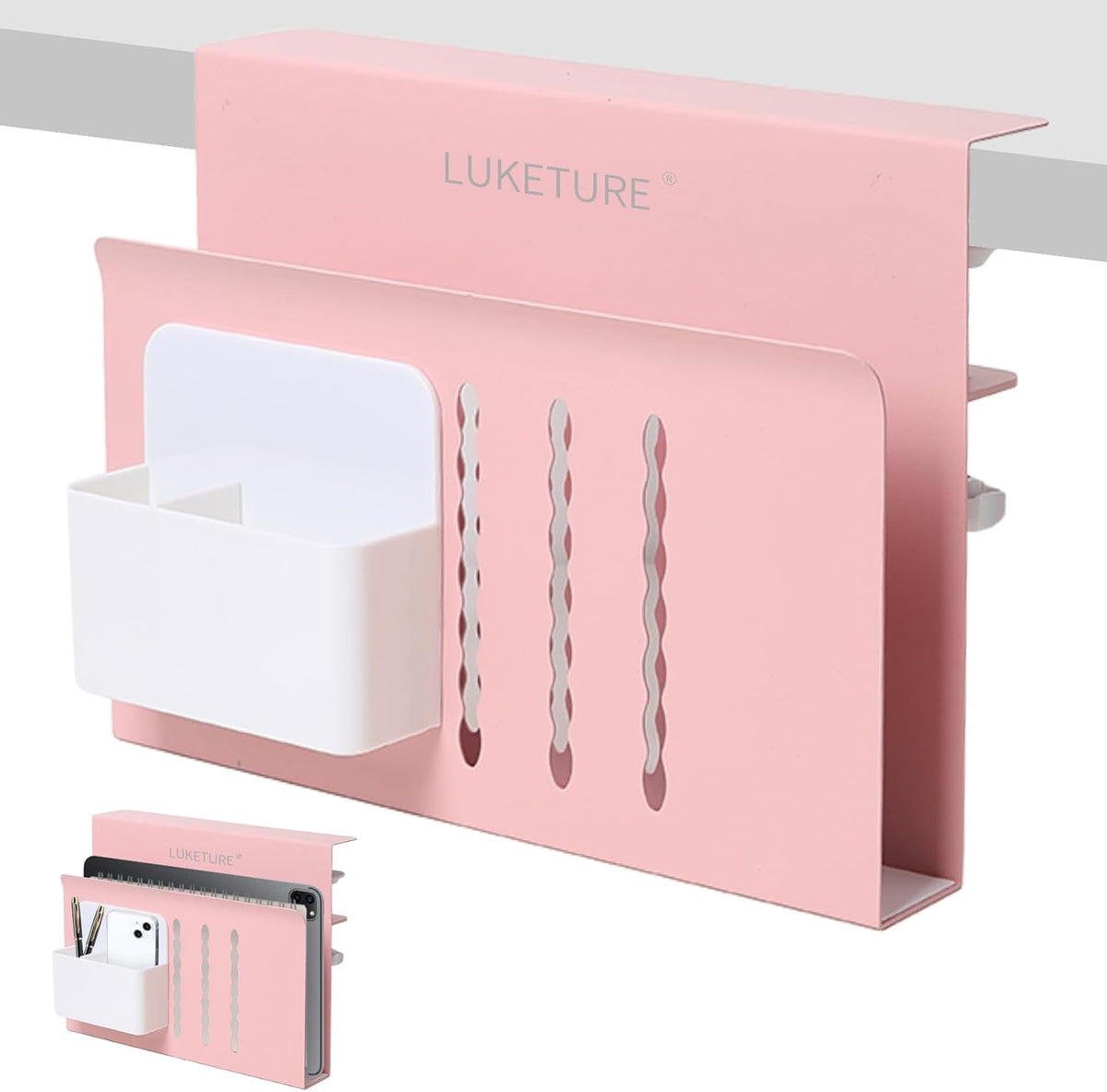 Desk Side Storage Laptop Holder No Drill Clamp On Organizer