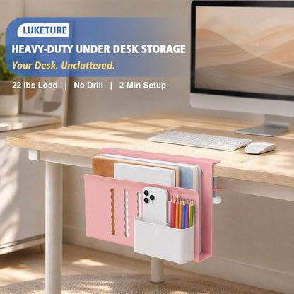 Desk Side Storage Laptop Holder No Drill Clamp On Organizer