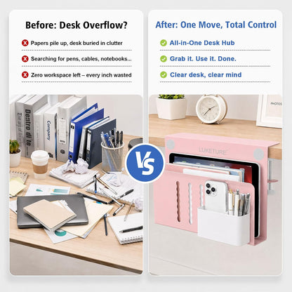 Desk Side Storage Laptop Holder No Drill Clamp On Organizer