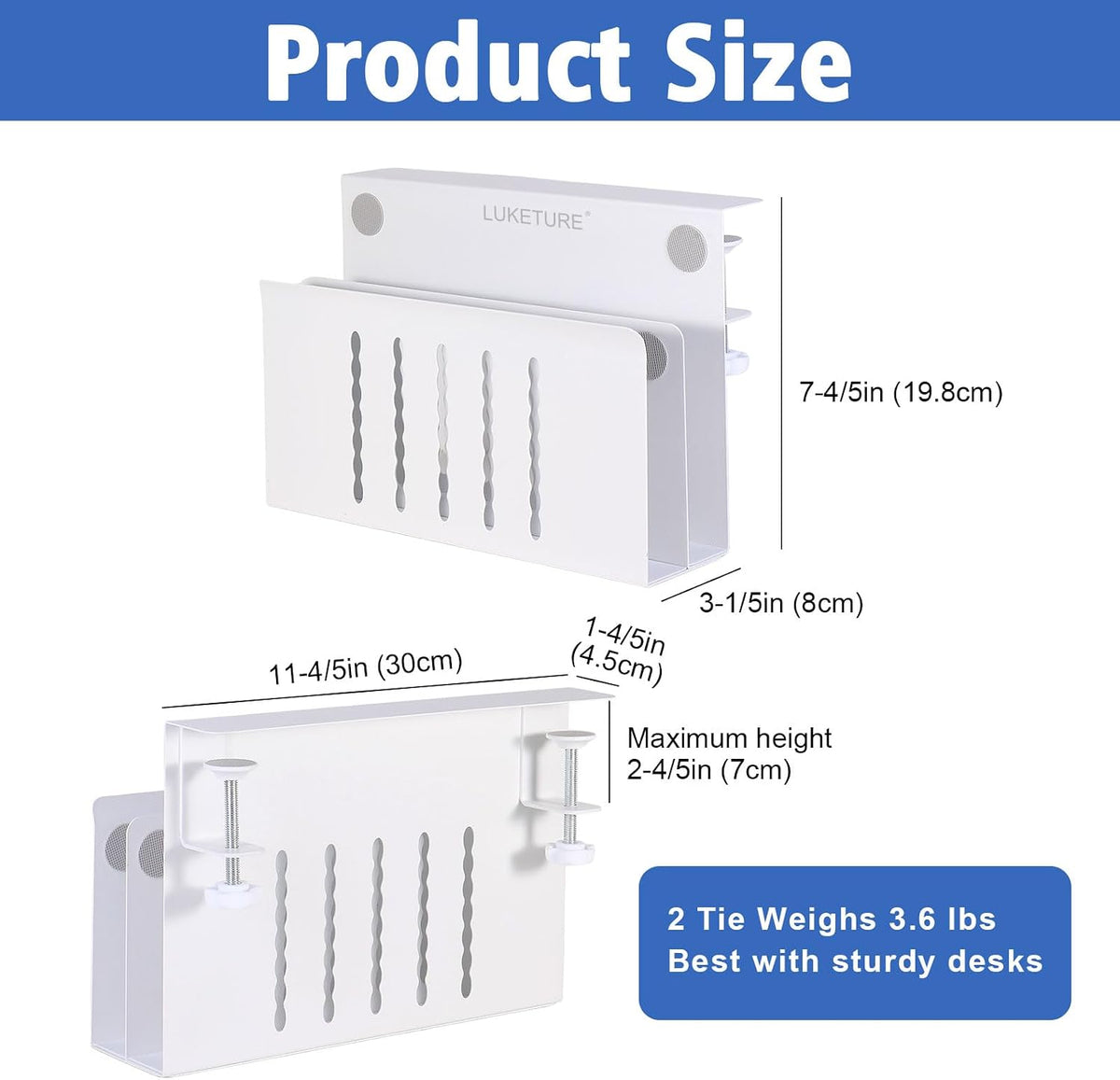 Desk Side Storage Laptop Holder No Drill Clamp On Organizer