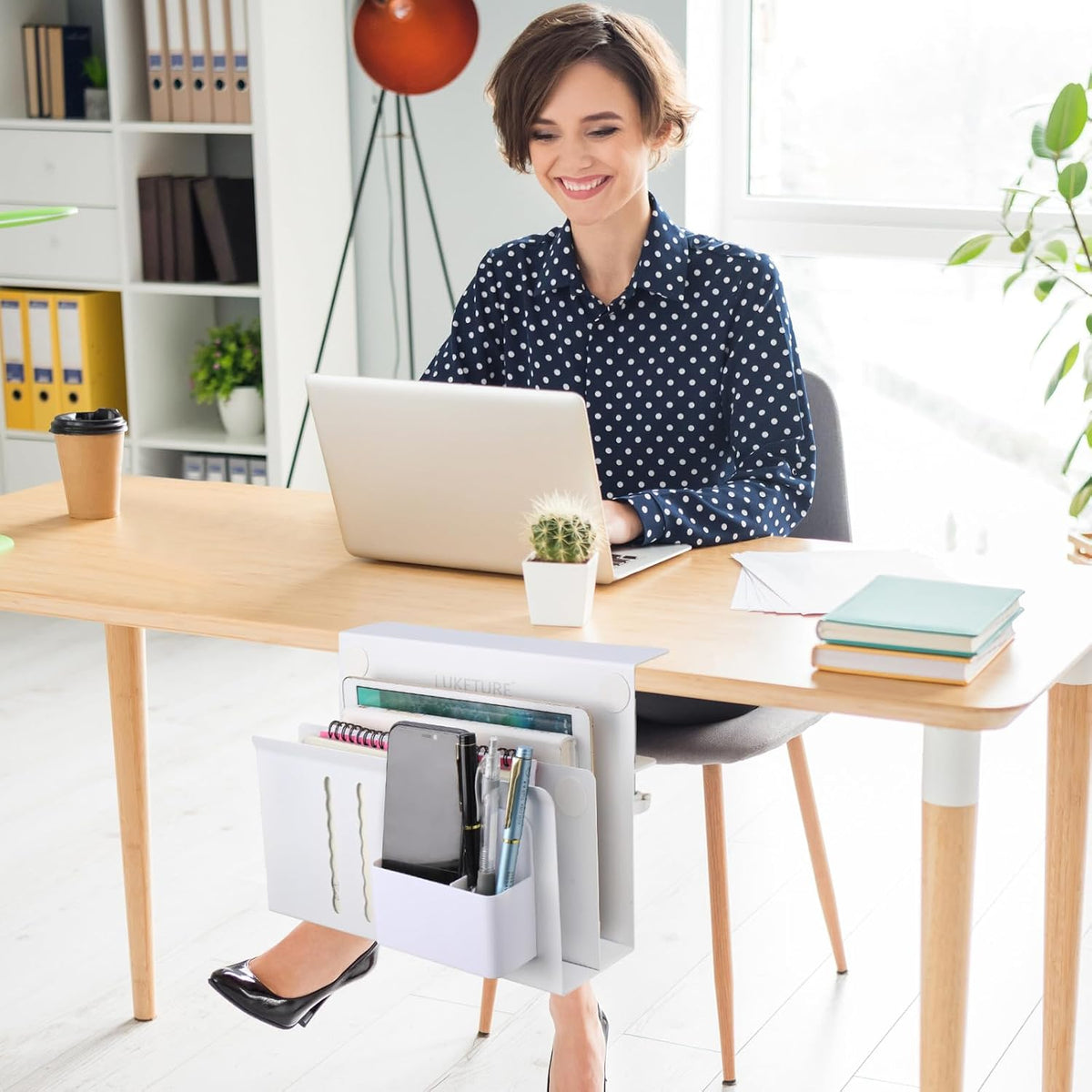Desk Side Storage Laptop Holder No Drill Clamp On Organizer