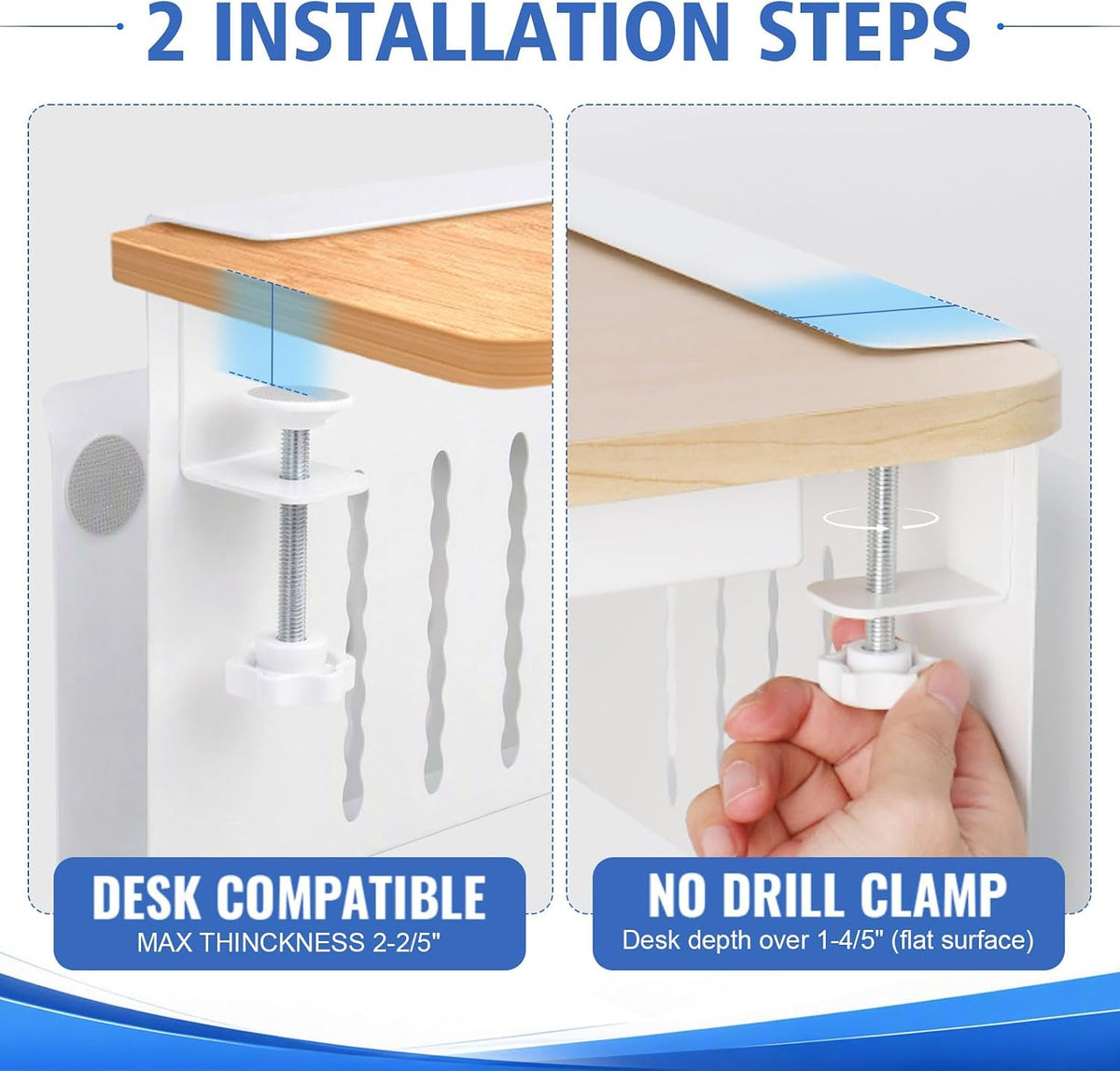 Desk Side Storage Laptop Holder No Drill Clamp On Organizer