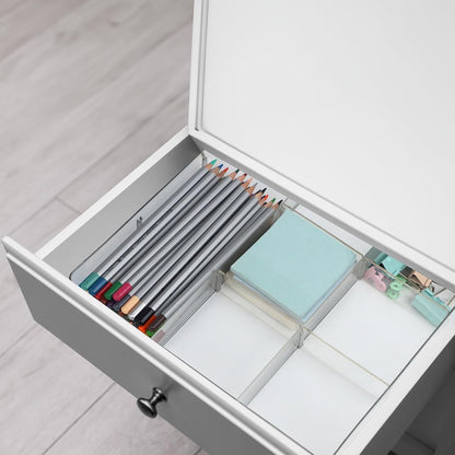 Adjustable Clear Drawer Organizer, Plastic Drawer Divider Tray with Removable 9 Sections for Desk,Bathroom,Office,Makeup,Junk