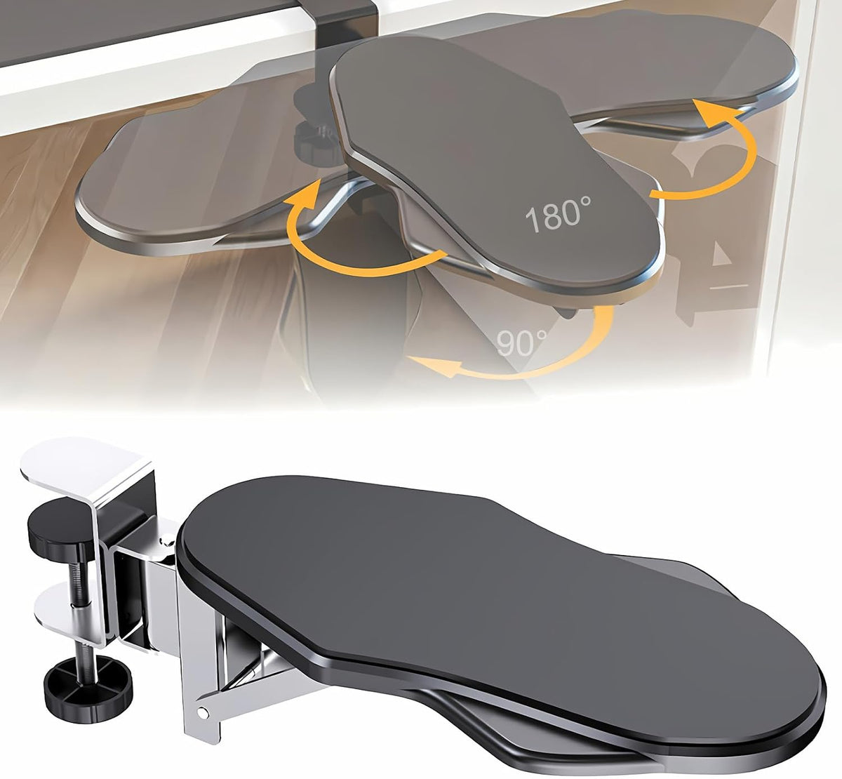 Computer Arm Rest for Desk, 180° Swivel and 90° Foldable, Black