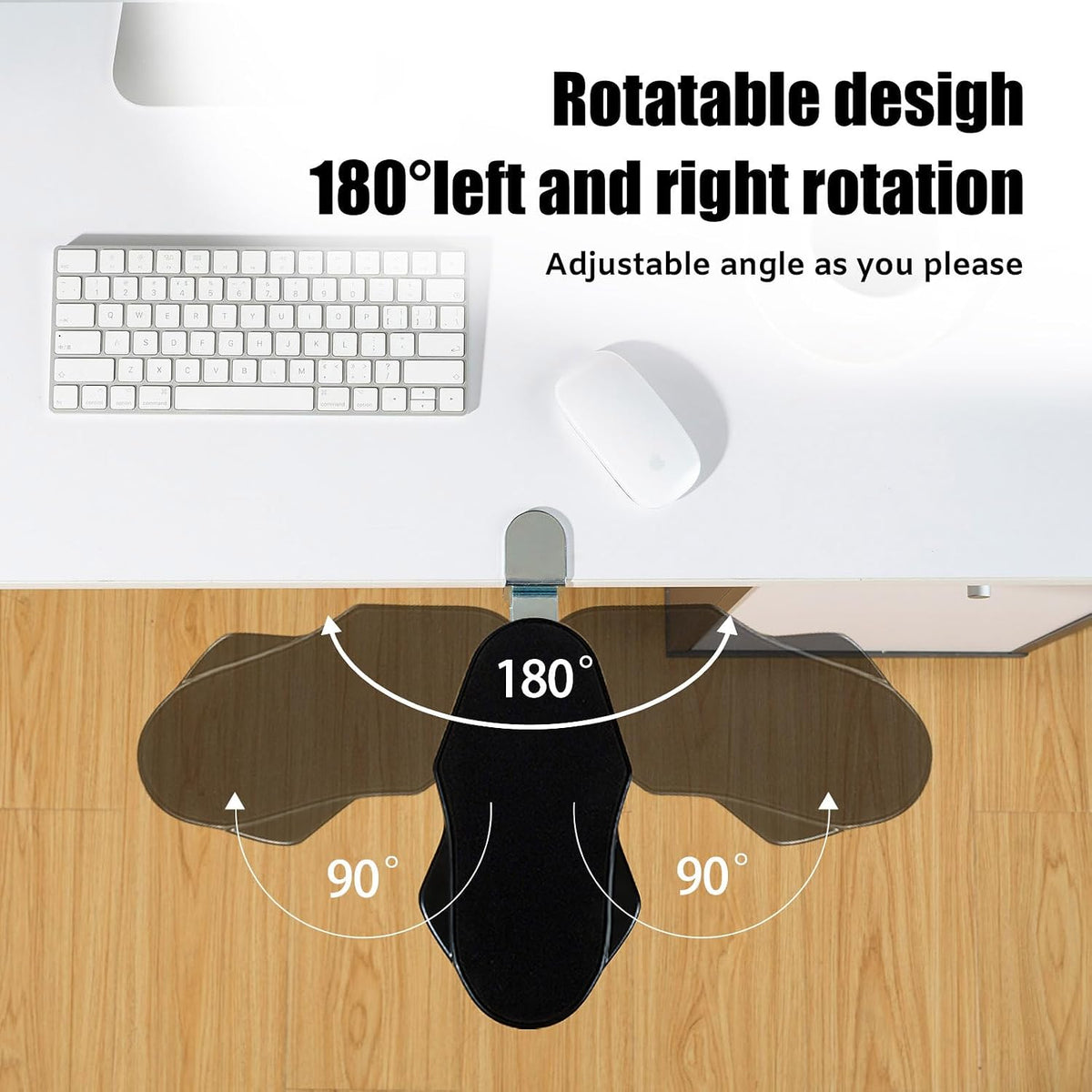 Computer Arm Rest for Desk, 180° Swivel and 90° Foldable, Black