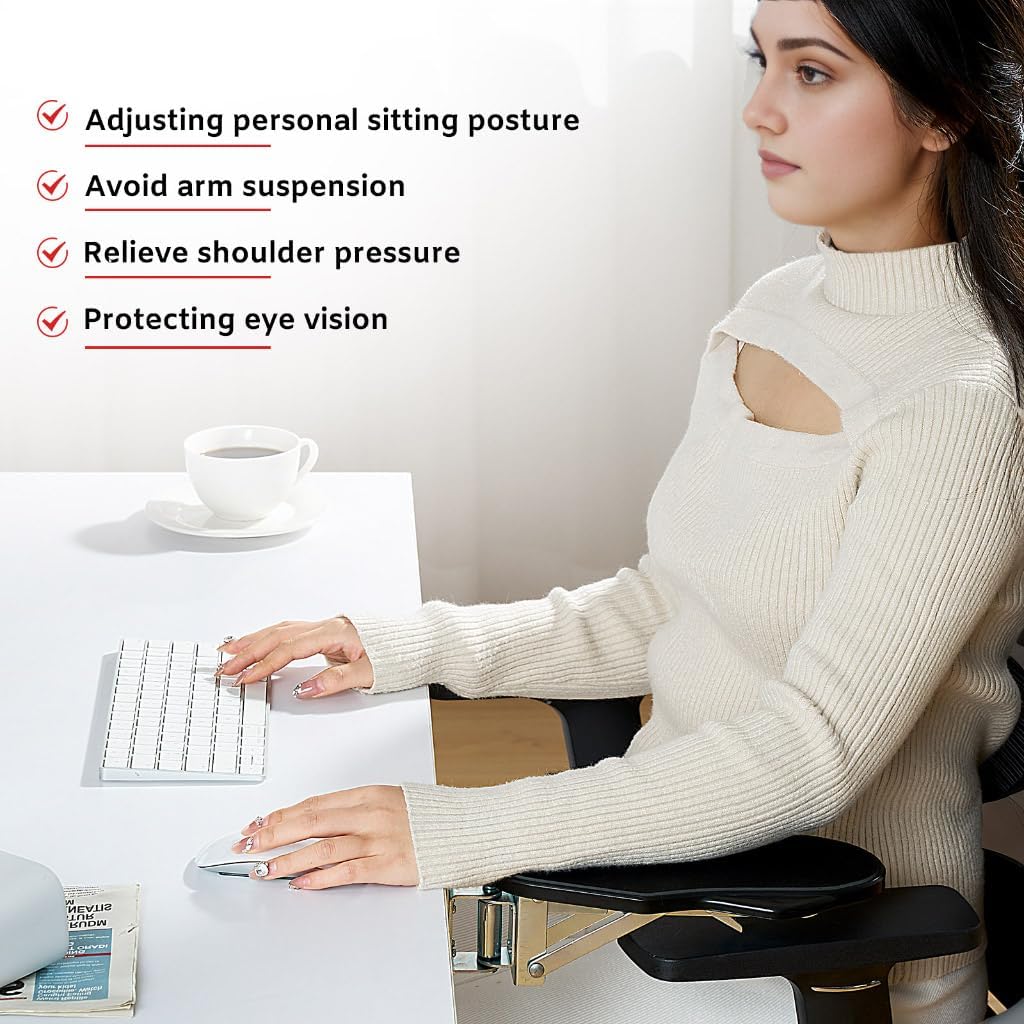 Computer Arm Rest for Desk, 180° Swivel and 90° Foldable, Black