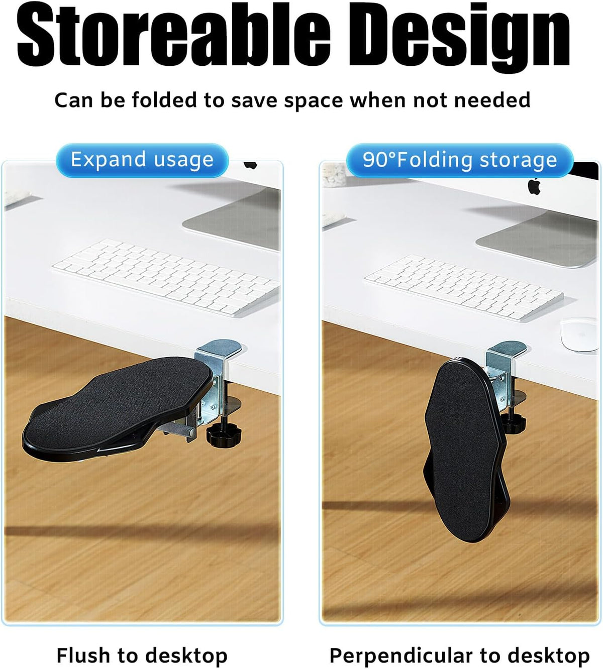Computer Arm Rest for Desk, 180° Swivel and 90° Foldable, Black
