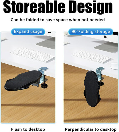 Computer Arm Rest for Desk, 180° Swivel and 90° Foldable, Black
