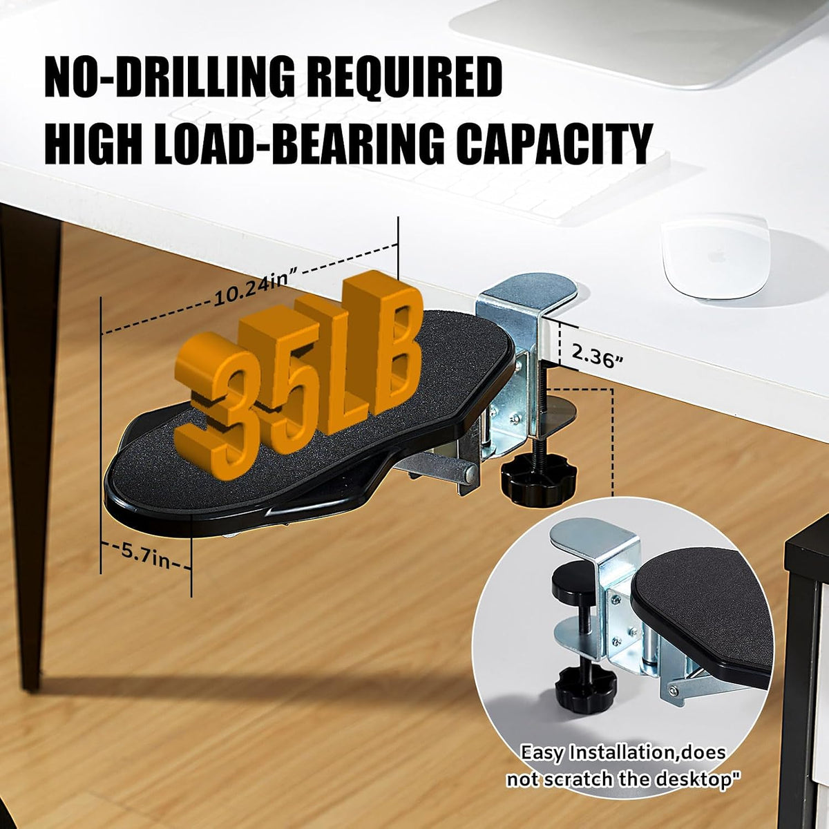 Computer Arm Rest for Desk, 180° Swivel and 90° Foldable, Black