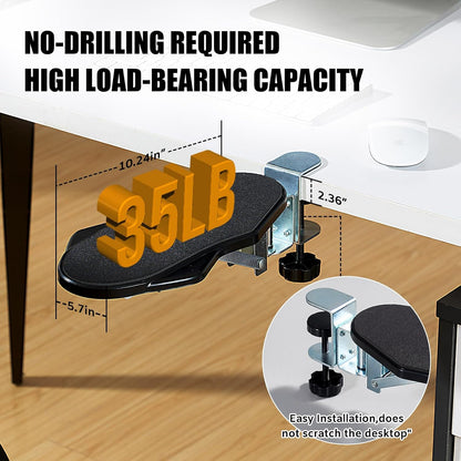 Computer Arm Rest for Desk, 180° Swivel and 90° Foldable, Black