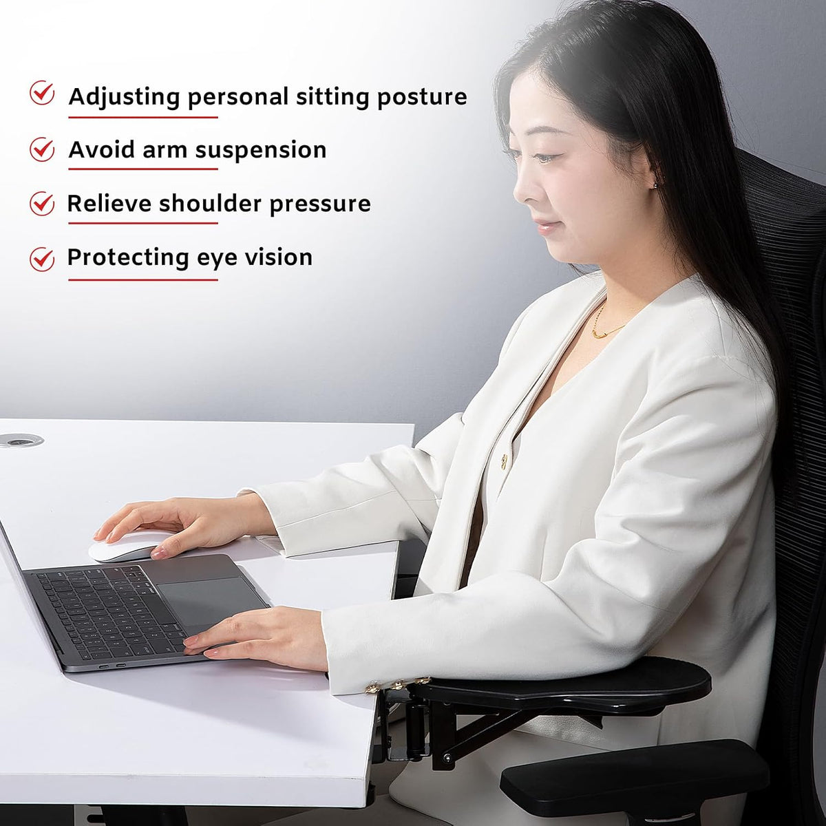 Computer Arm Rest for Desk, 180° Swivel and 90° Foldable, Black