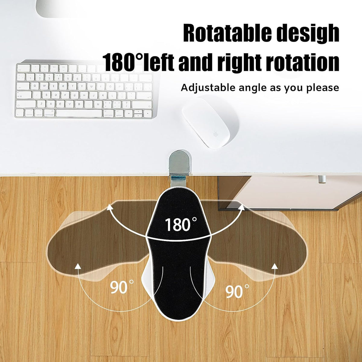 Computer Arm Rest for Desk, 180° Swivel and 90° Foldable, Black