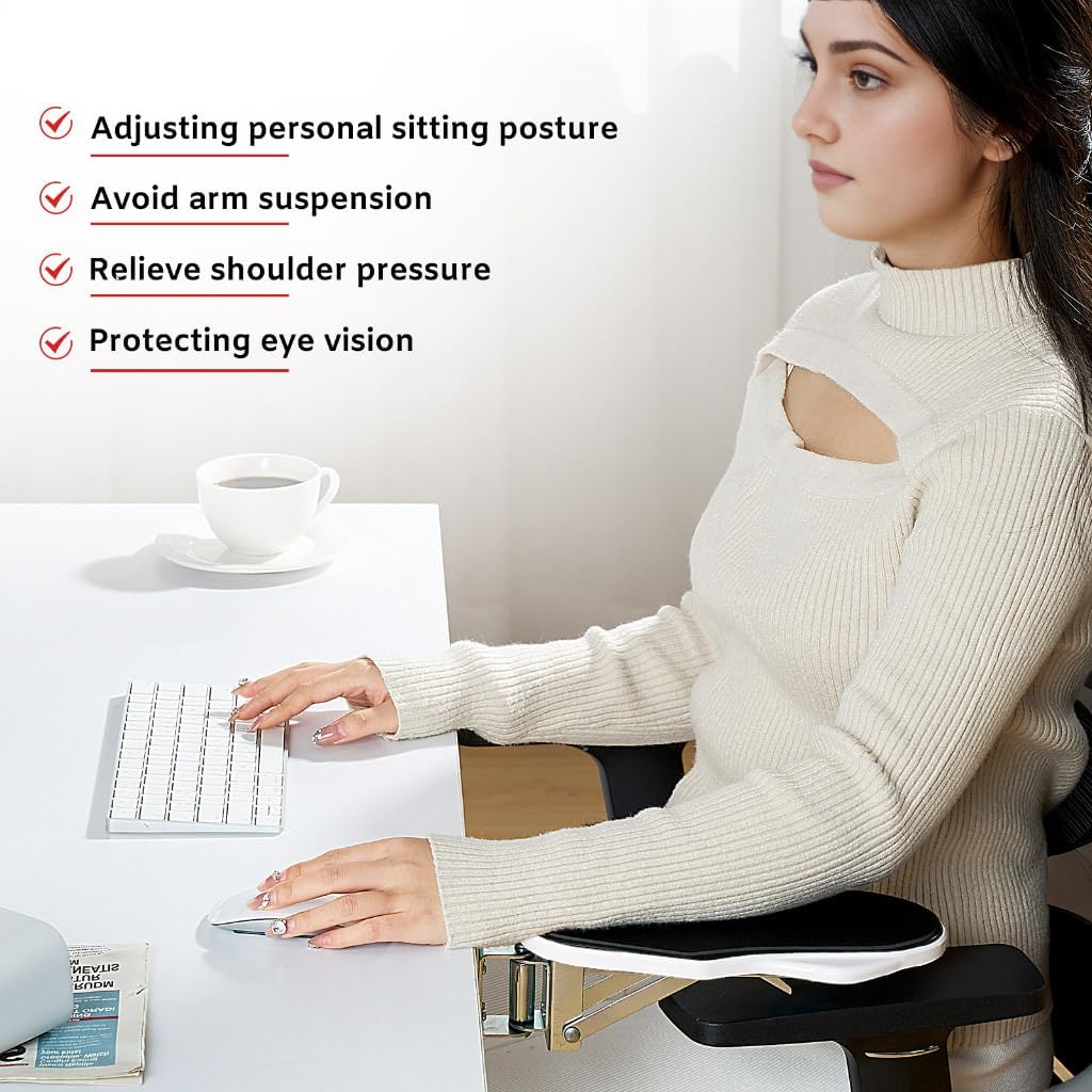 Computer Arm Rest for Desk, 180° Swivel and 90° Foldable, Black