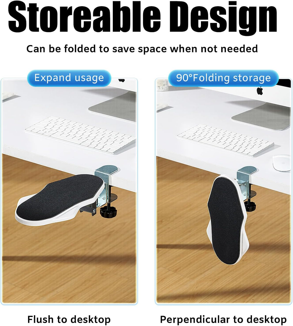 Computer Arm Rest for Desk, 180° Swivel and 90° Foldable, Black