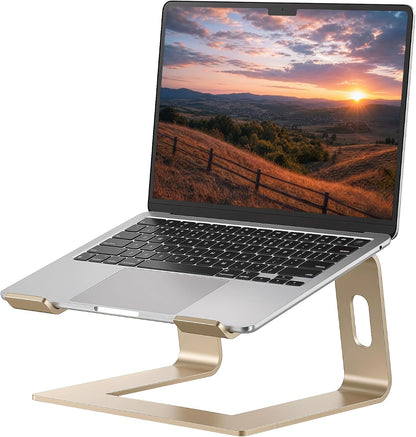 Laptop Stand, Aluminum Ergonomic Desk Riser, 10-15.6", Gold