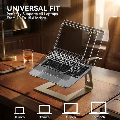 Laptop Stand, Aluminum Ergonomic Desk Riser, 10-15.6", Gold