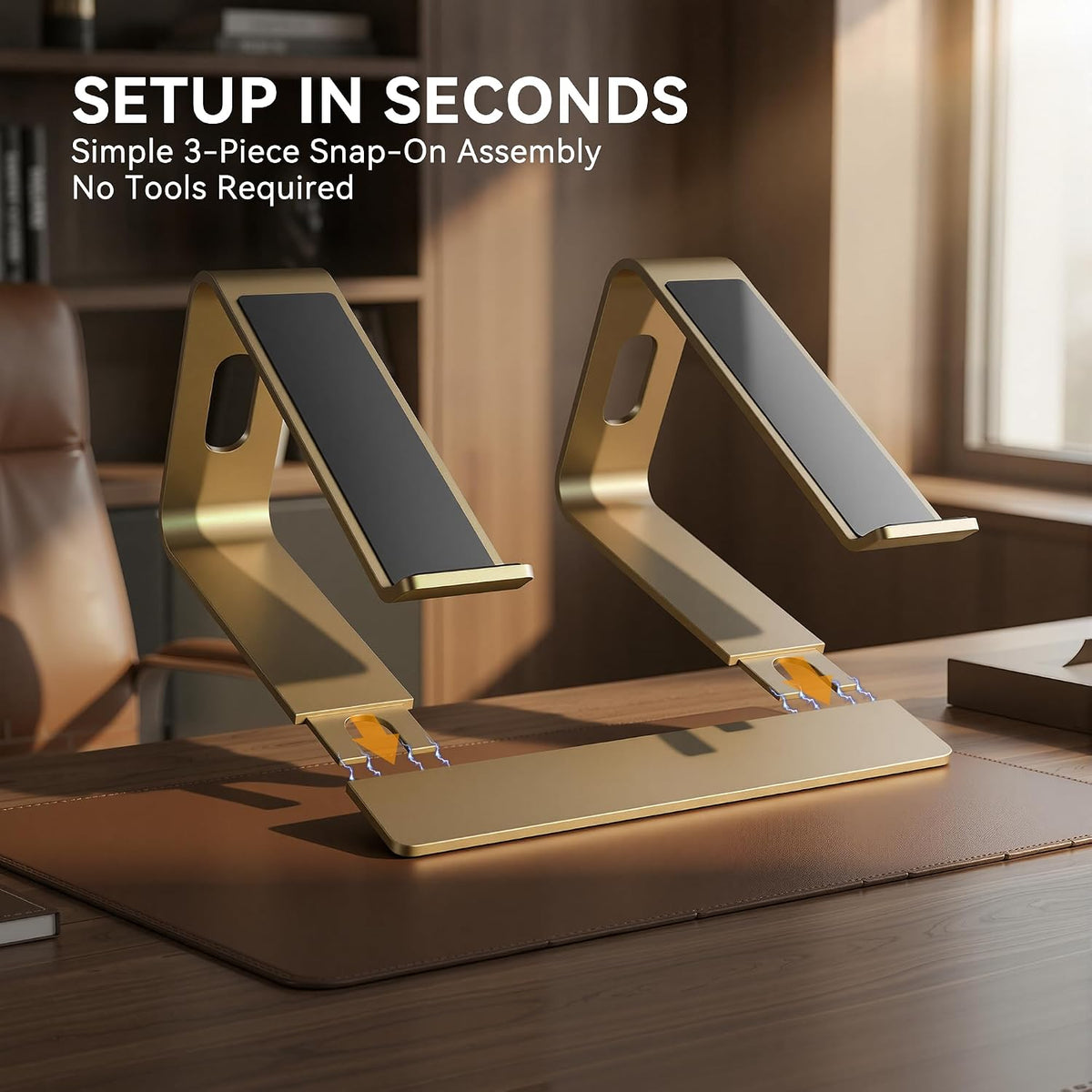 Laptop Stand, Aluminum Ergonomic Desk Riser, 10-15.6", Gold