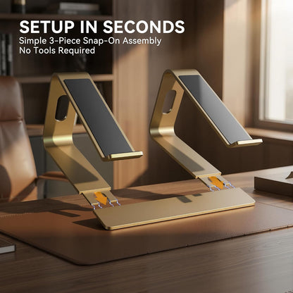 Laptop Stand, Aluminum Ergonomic Desk Riser, 10-15.6", Gold