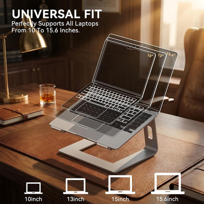 Laptop Stand, Aluminum Ergonomic Desk Riser, 10-15.6", Gold