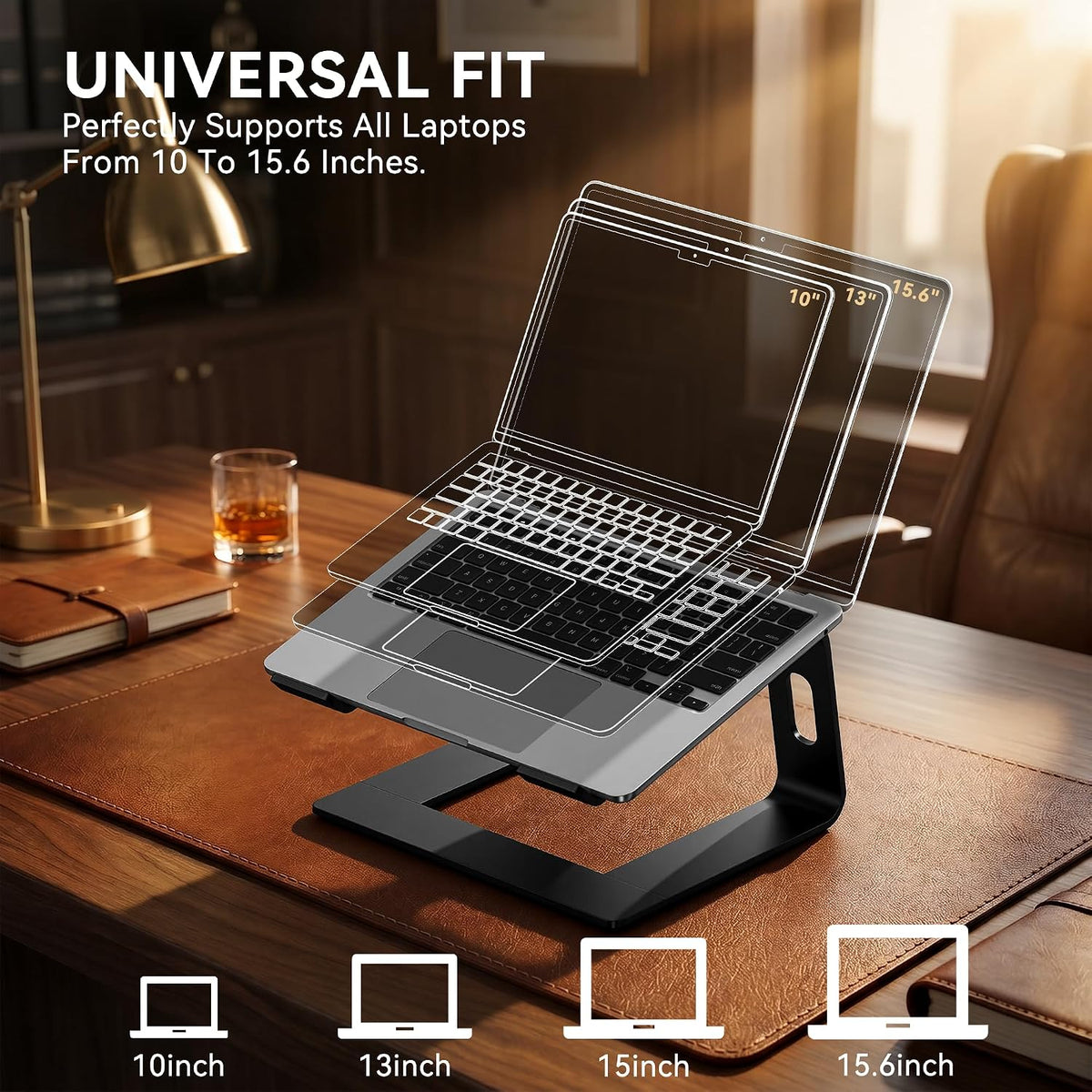Laptop Stand, Aluminum Ergonomic Desk Riser, 10-15.6", Gold