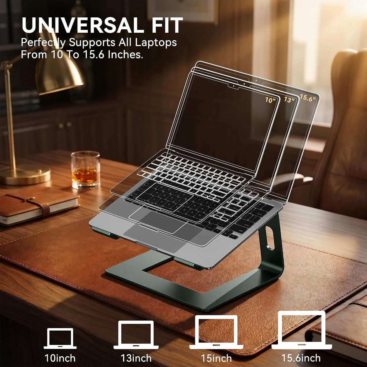Laptop Stand, Aluminum Ergonomic Desk Riser, 10-15.6", Gold
