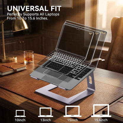 Laptop Stand, Aluminum Ergonomic Desk Riser, 10-15.6", Gold