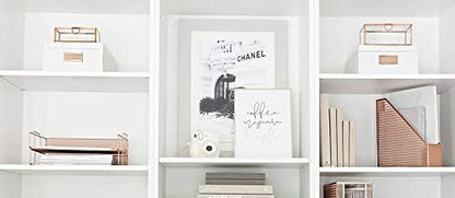 Paper Tray Stackable Gold Mesh Set of 2 | Stackable File Trays for Desk Organization | Tiered Desk Organizer with Metal Letter Trays