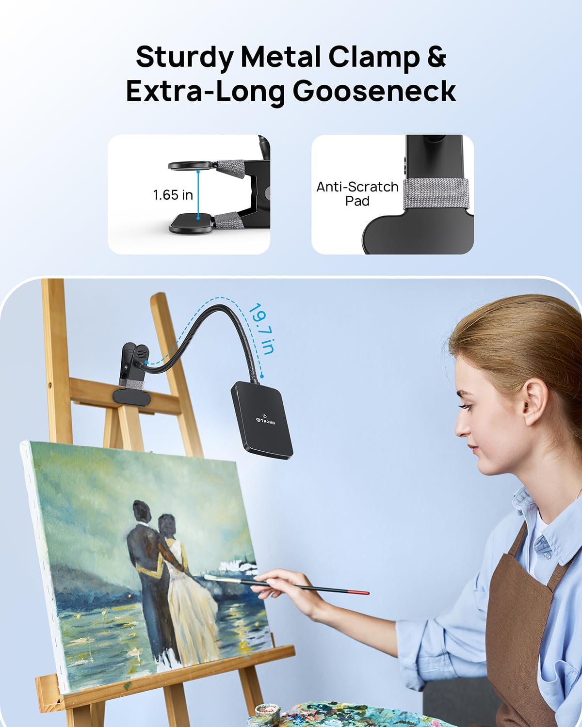 TROND LED Desk Lamp with Clamp, 1000LM Bright 3-Level Dimmable Desk Light