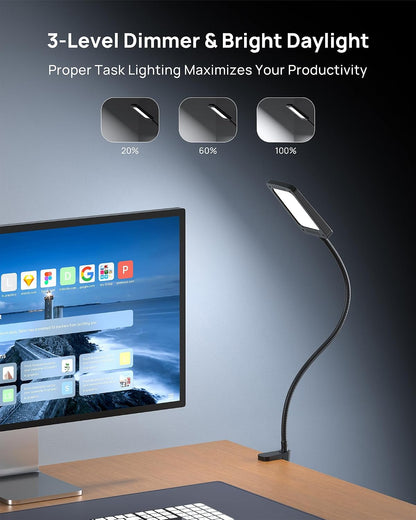TROND LED Desk Lamp with Clamp, 1000LM Bright 3-Level Dimmable Desk Light