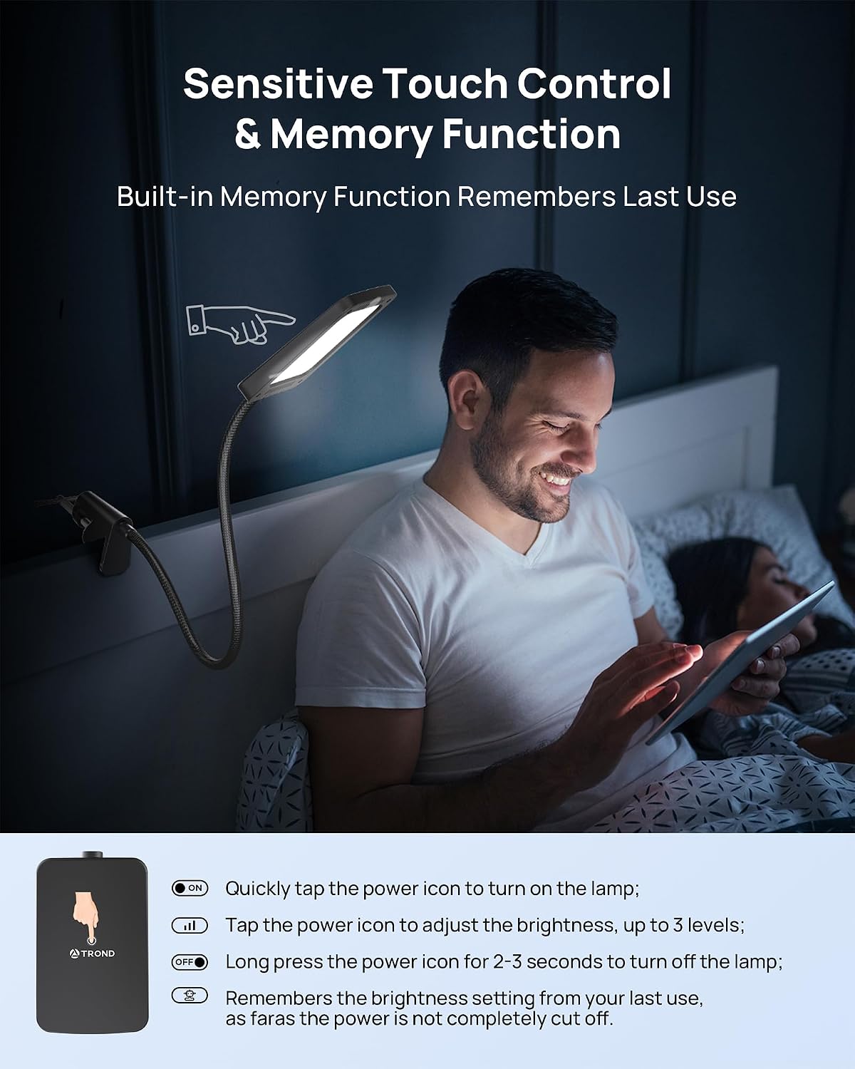 TROND LED Desk Lamp with Clamp, 1000LM Bright 3-Level Dimmable Desk Light