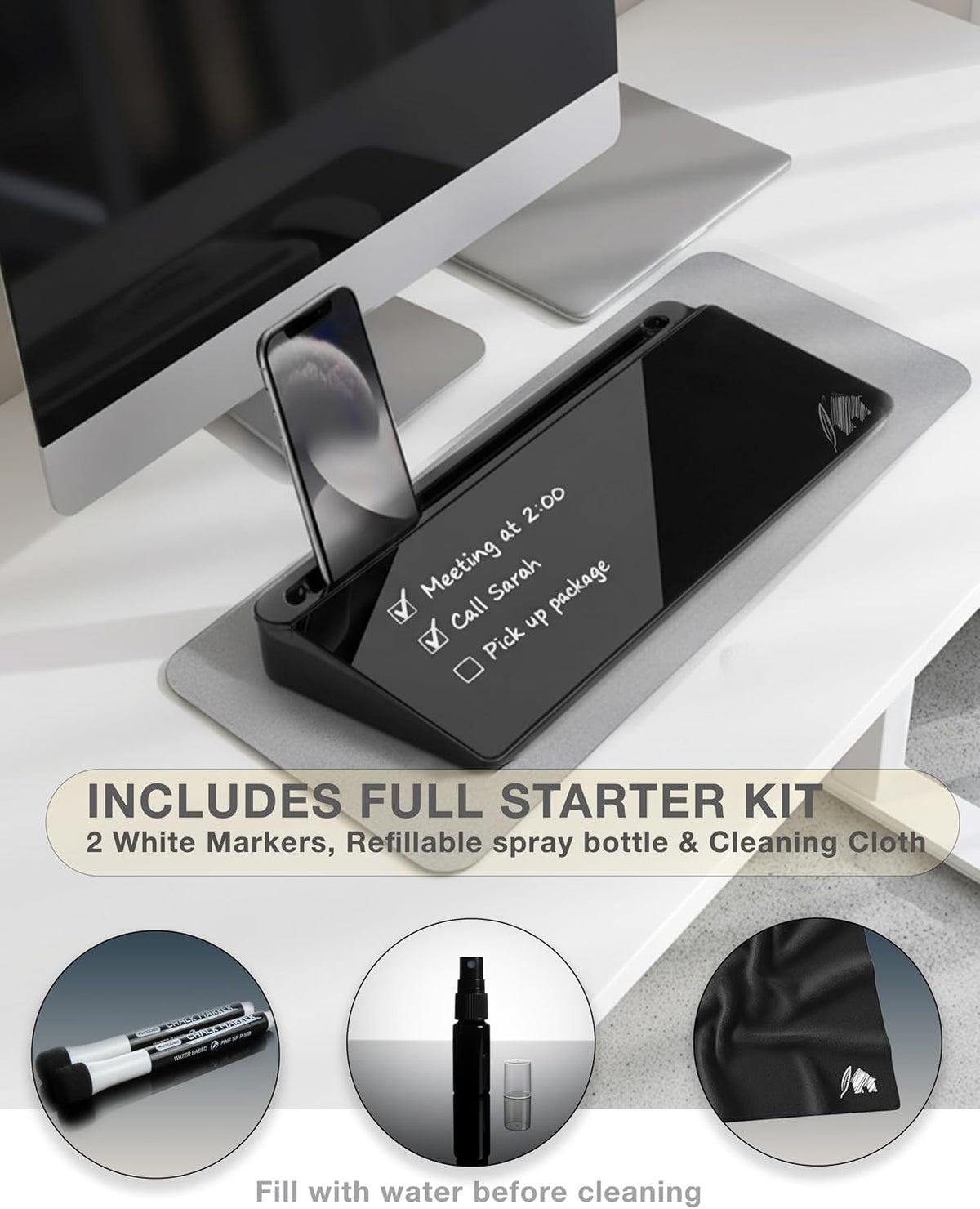 Black Glass Desktop Whiteboard