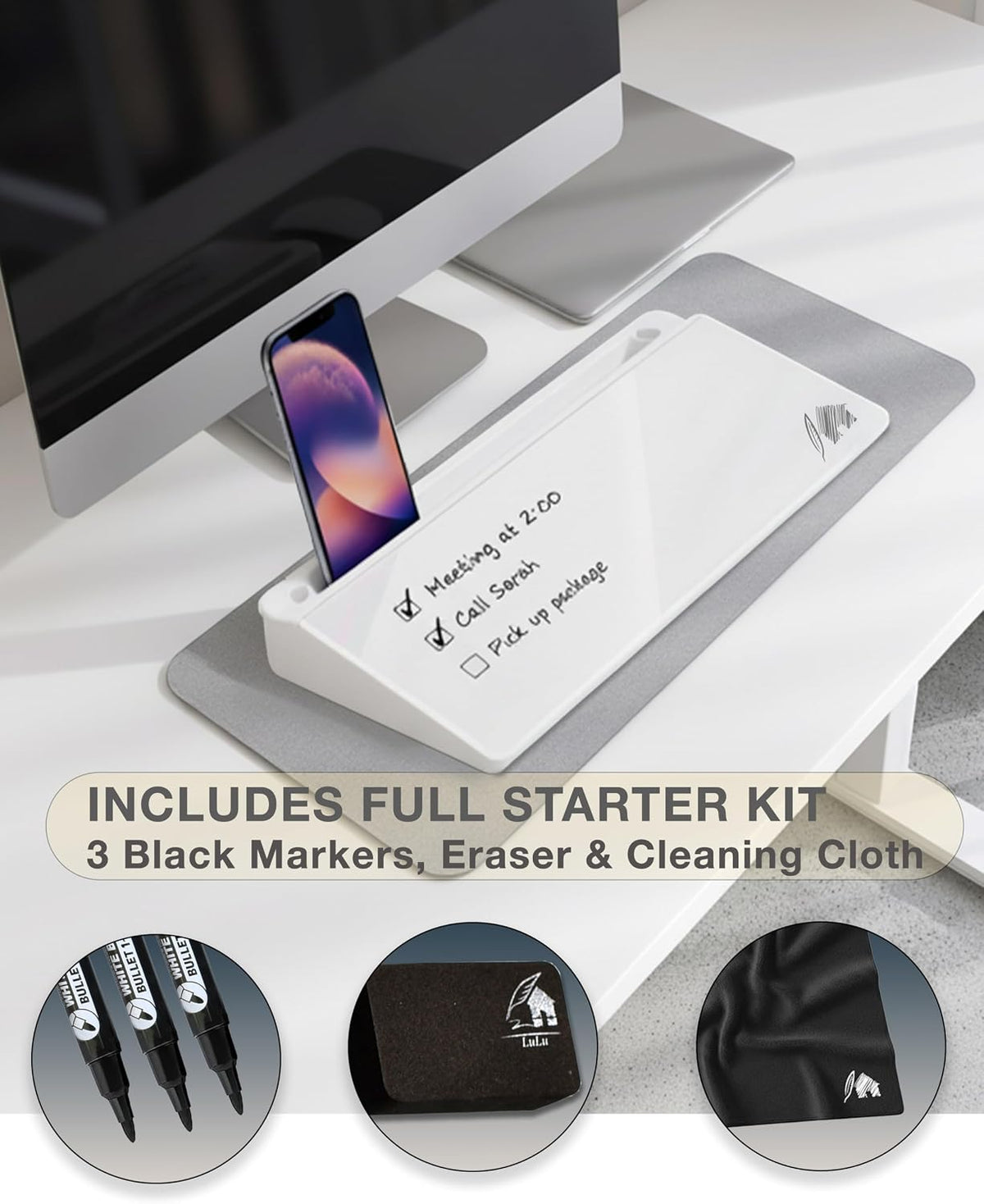 Black Glass Desktop Whiteboard