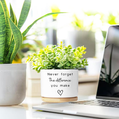 Cute Succulent Planter, Flower Cactus Plant Pot Gifts, Going Away Farewell Thank You Inspirational Employee Appreciation Gifts for Women Men Coworkers Boss Lady Manager (No Plants)