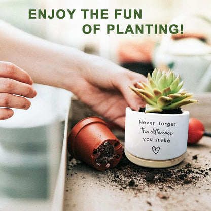 Cute Succulent Planter, Flower Cactus Plant Pot Gifts, Going Away Farewell Thank You Inspirational Employee Appreciation Gifts for Women Men Coworkers Boss Lady Manager (No Plants)