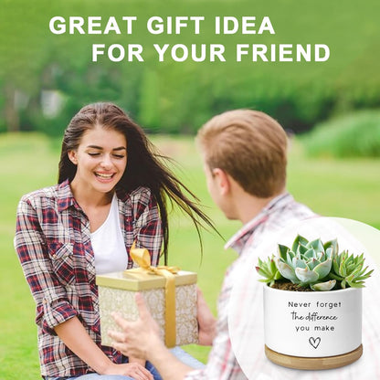 Cute Succulent Planter, Flower Cactus Plant Pot Gifts, Going Away Farewell Thank You Inspirational Employee Appreciation Gifts for Women Men Coworkers Boss Lady Manager (No Plants)