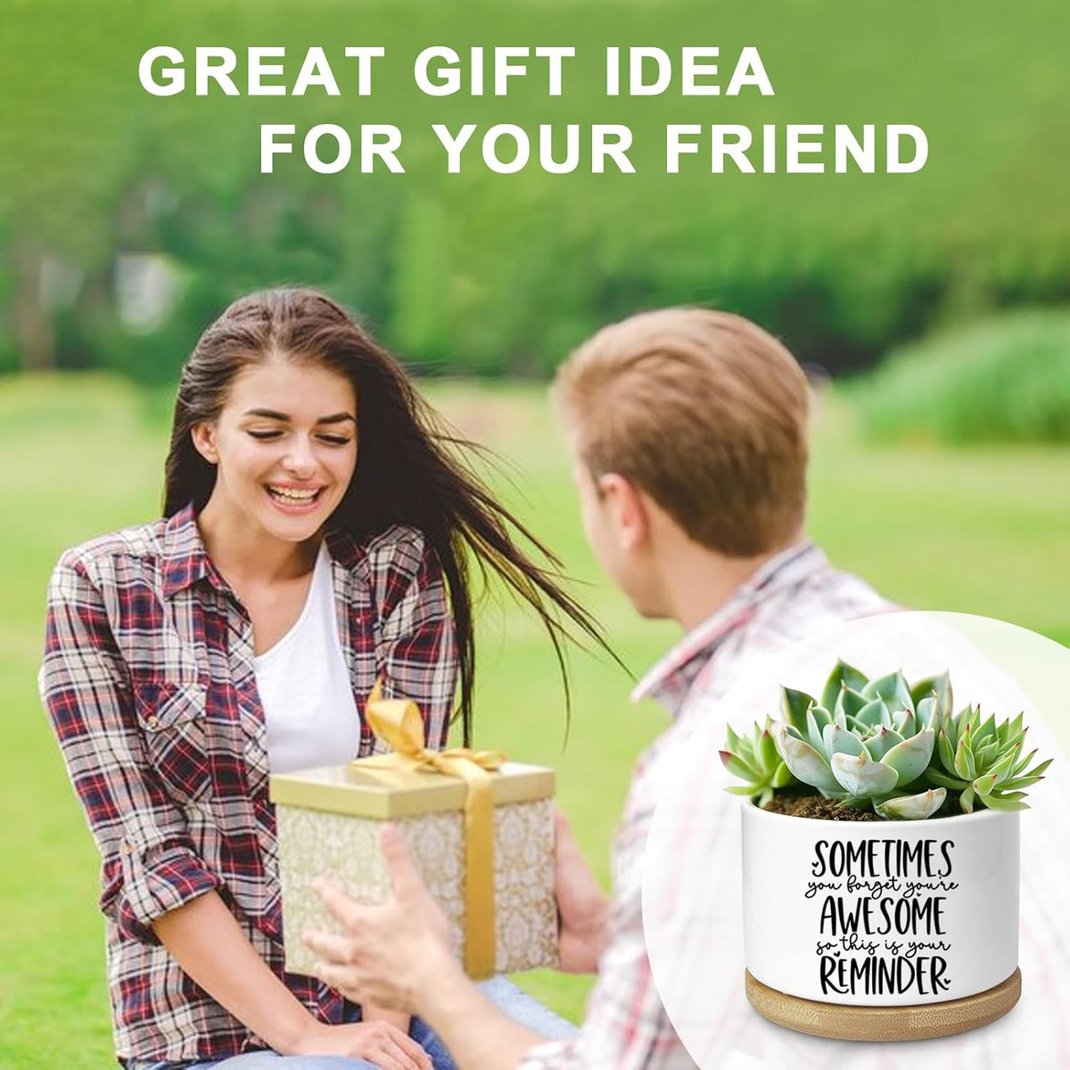 Cute Succulent Planter, Flower Cactus Plant Pot Gifts, Going Away Farewell Thank You Inspirational Employee Appreciation Gifts for Women Men Coworkers Boss Lady Manager (No Plants)