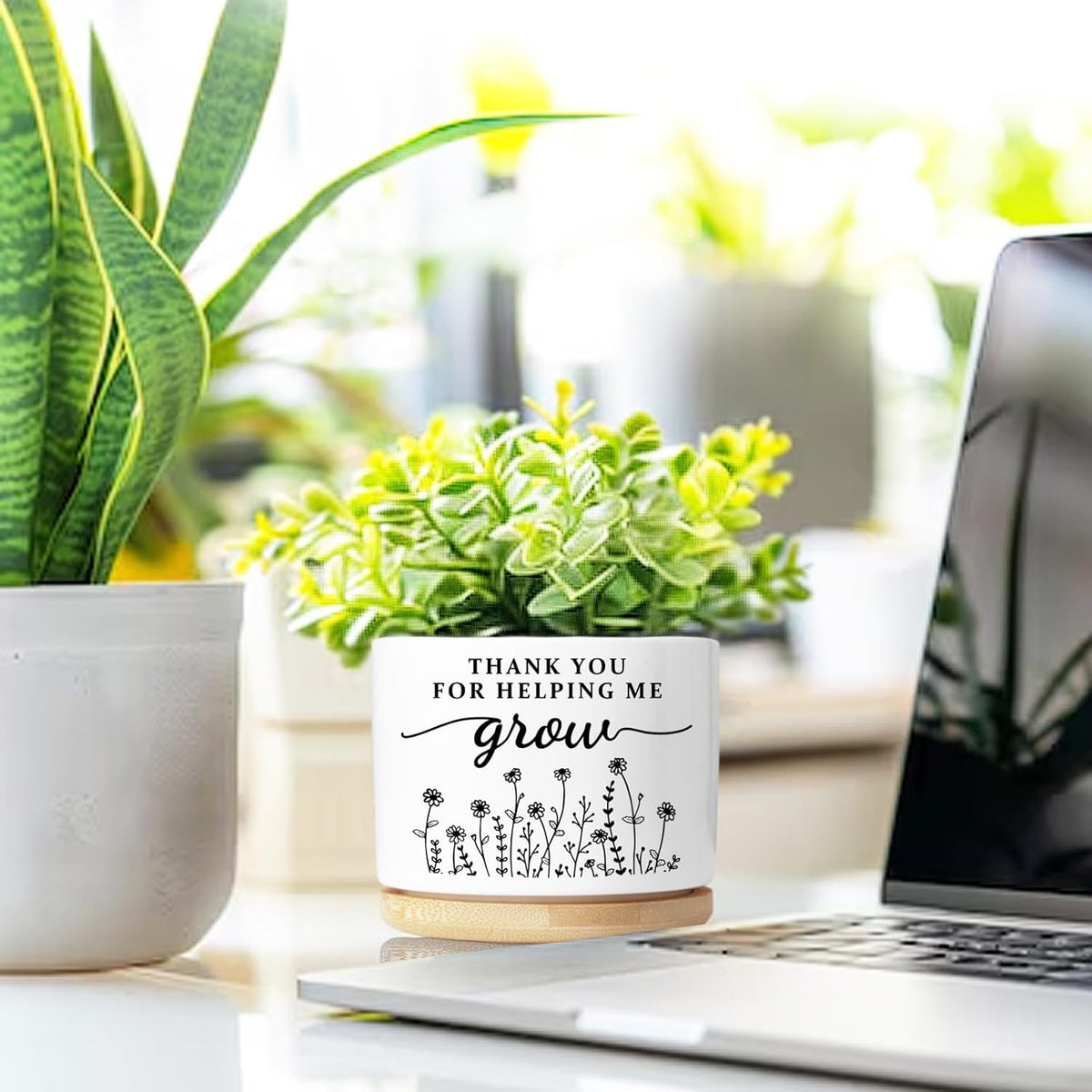 Cute Succulent Planter, Flower Cactus Plant Pot Gifts, Going Away Farewell Thank You Inspirational Employee Appreciation Gifts for Women Men Coworkers Boss Lady Manager (No Plants)