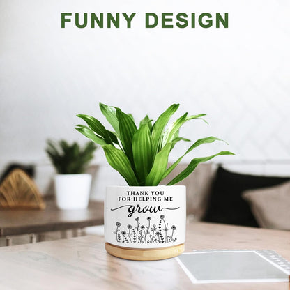 Cute Succulent Planter, Flower Cactus Plant Pot Gifts, Going Away Farewell Thank You Inspirational Employee Appreciation Gifts for Women Men Coworkers Boss Lady Manager (No Plants)