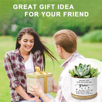Cute Succulent Planter, Flower Cactus Plant Pot Gifts, Going Away Farewell Thank You Inspirational Employee Appreciation Gifts for Women Men Coworkers Boss Lady Manager (No Plants)