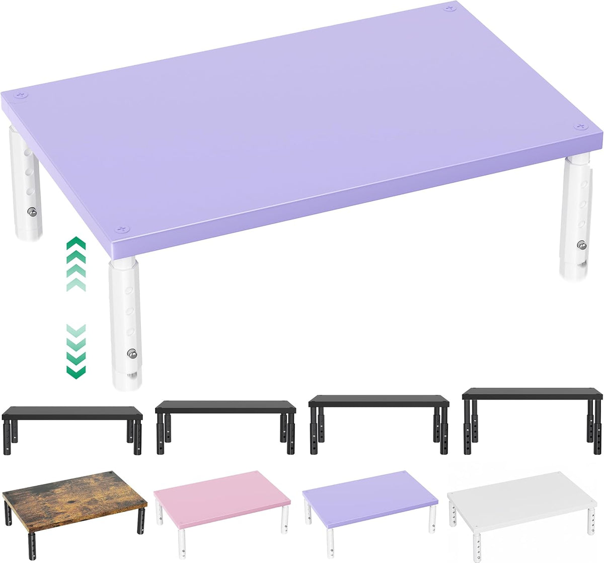 Adjustable Monitor Stand Riser for Desk, Wood Computer & Laptop Stand, Desk Organizers and Accessories, Office Desk Accessories & Workspace Organizer for Home Office Supplies, Black
