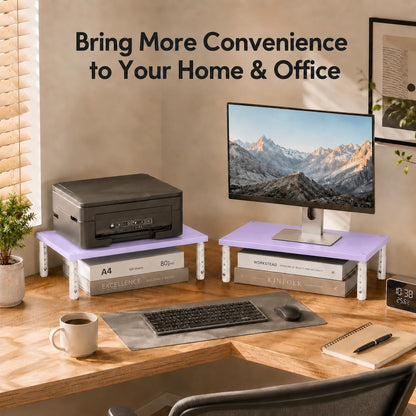 Adjustable Monitor Stand Riser for Desk, Wood Computer & Laptop Stand, Desk Organizers and Accessories, Office Desk Accessories & Workspace Organizer for Home Office Supplies, Black