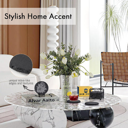 Slate Coasters Set of 8 with Metal Holder, Modern Stone Coasters for Drinks