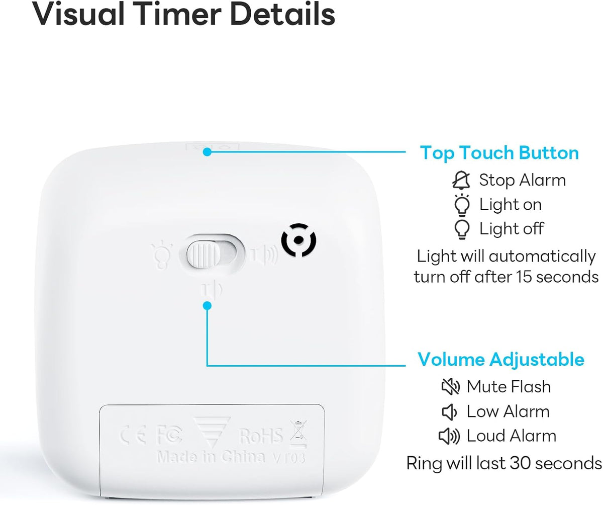 Visual Timer with Night Light, 60 Minute Countdown, Light Blue
