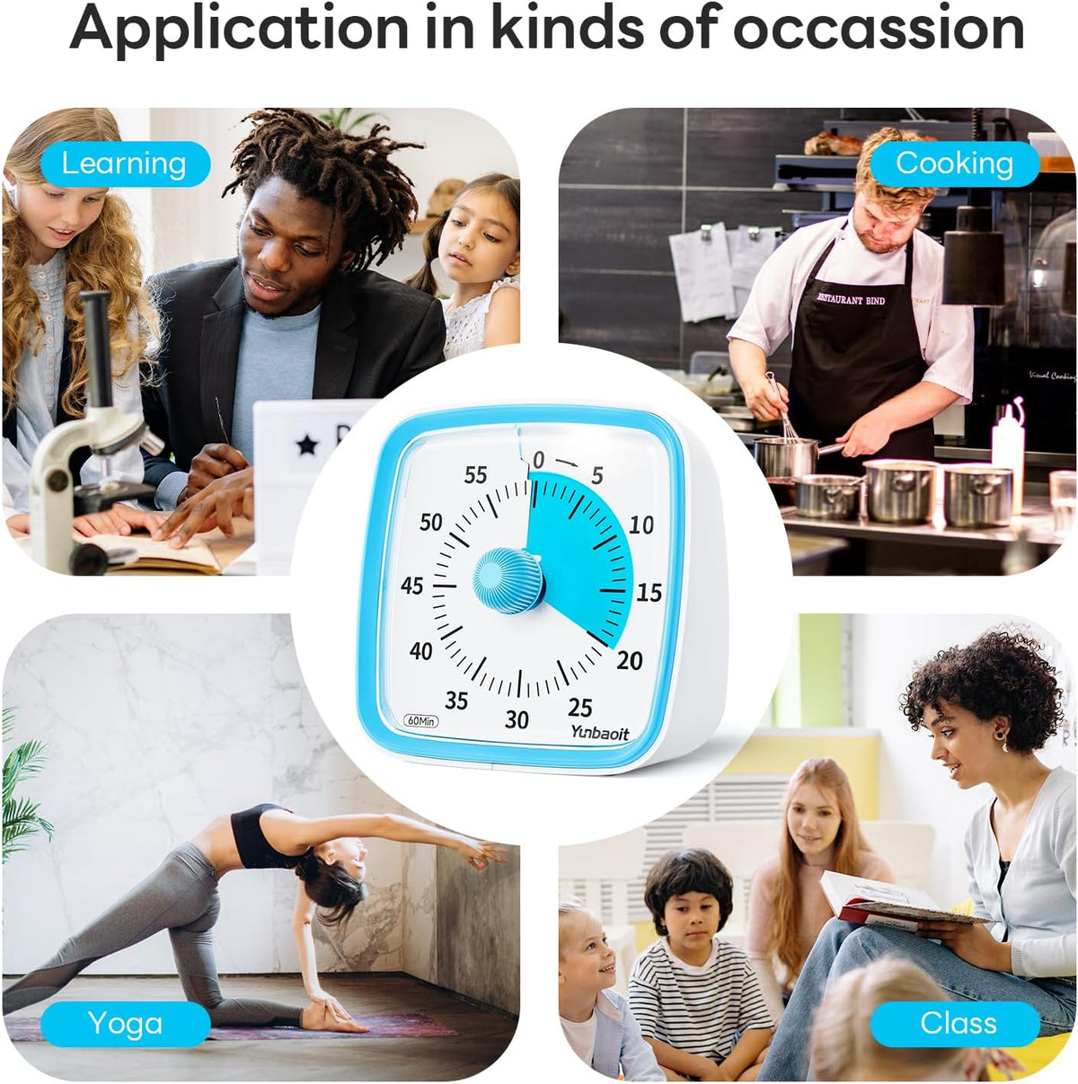 Visual Timer with Night Light, 60 Minute Countdown, Light Blue