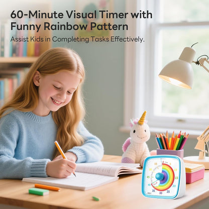 Visual Timer with Night Light, 60 Minute Countdown, Light Blue