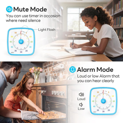 Visual Timer with Night Light, 60 Minute Countdown, Light Blue