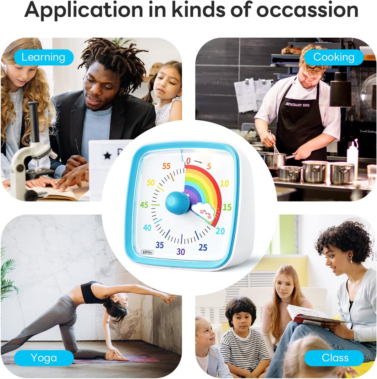 Visual Timer with Night Light, 60 Minute Countdown, Light Blue
