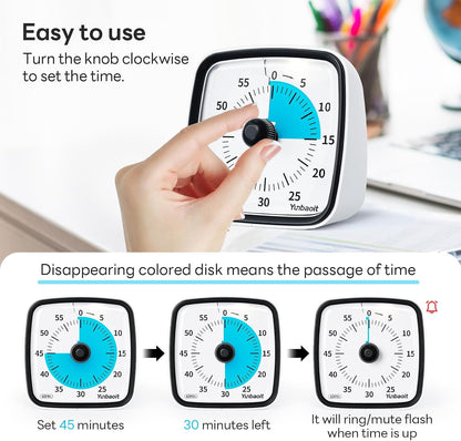 Visual Timer with Night Light, 60 Minute Countdown, Light Blue