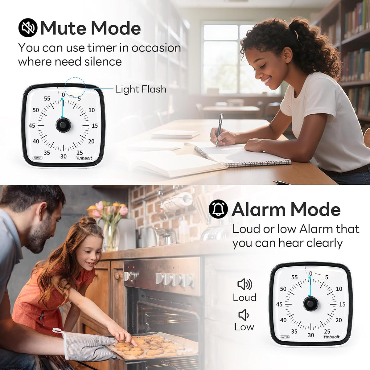 Visual Timer with Night Light, 60 Minute Countdown, Light Blue